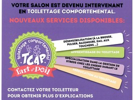 Certification TCAP L'Art au Poil - Les 6'Os d'Or devient intervenant en toilettage comportemental : désensibilisation, apprentissage du toilettage, gestion du stress, rééducation au toilettage